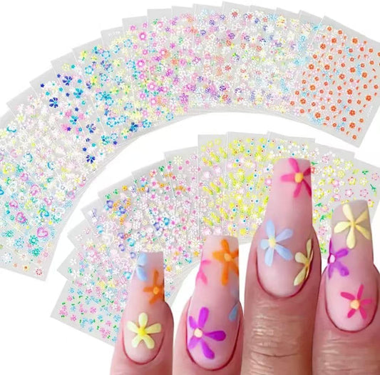 Flowers Nail Art Stickers Decals Colorful Flower Rose Daisy Cherry Blossoms Nail Stickers Design 3D Self-Adhesive Flowers Nail Art Supplies Charms for NailsArt Manicure Tips Decoration 30 Sheets | alldaygood beauty