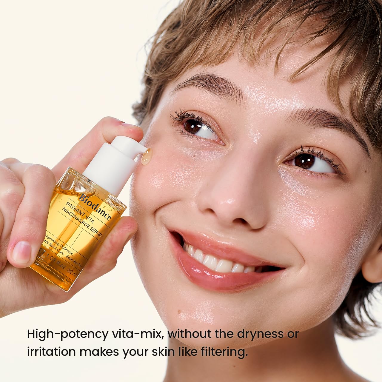 BIODANCE Radiant Vita Niacinamide Serum, Brightening, Dark Spot Care, Hydrating for Sensitive Skin, Filter Glow Serum for All Skin Types, Korean Skincare | 1.01 floz x 1 ea