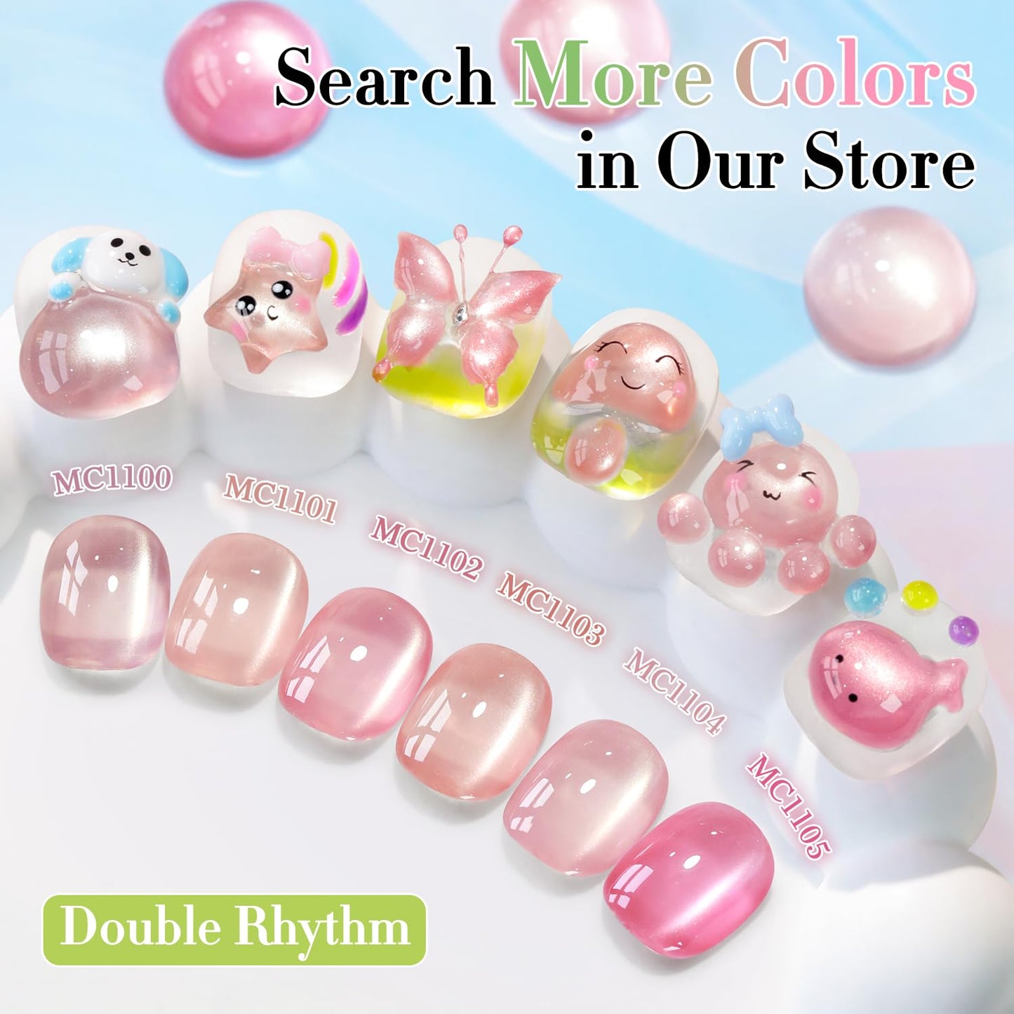 Double Rhythm Jelly Glass Cat Eye Gel Polish with Magnet 15ML Holographic Glitter Shimmer Translucent Sheer Color Magnetic Nail Polish Salon DIY at Home (Jelly Pale Purple-MC1100)