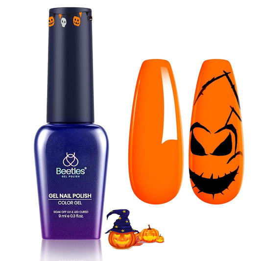 beetles Gel Polish Halloween Orange Gel Nail Polish UV Soak Off Long-Lasting High Gloss Orange Nail Polish Gel for Salon DIY Manicure Nail Lamp Nail Art Home | alldaygood beauty