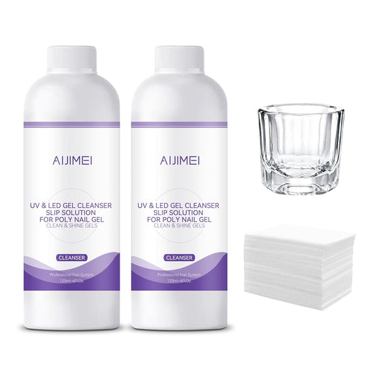 AIJIMEI Nail Slip Solution Poly Gel Slip Solution Set 4FL.OZ 2PCS Slip Solution for Nails Gel Nail Solutions Slip Solution for Poly Nail Gel UV&LED Gel Cleanser Slip Solution for Poly Nail Gel | alldaygood beauty