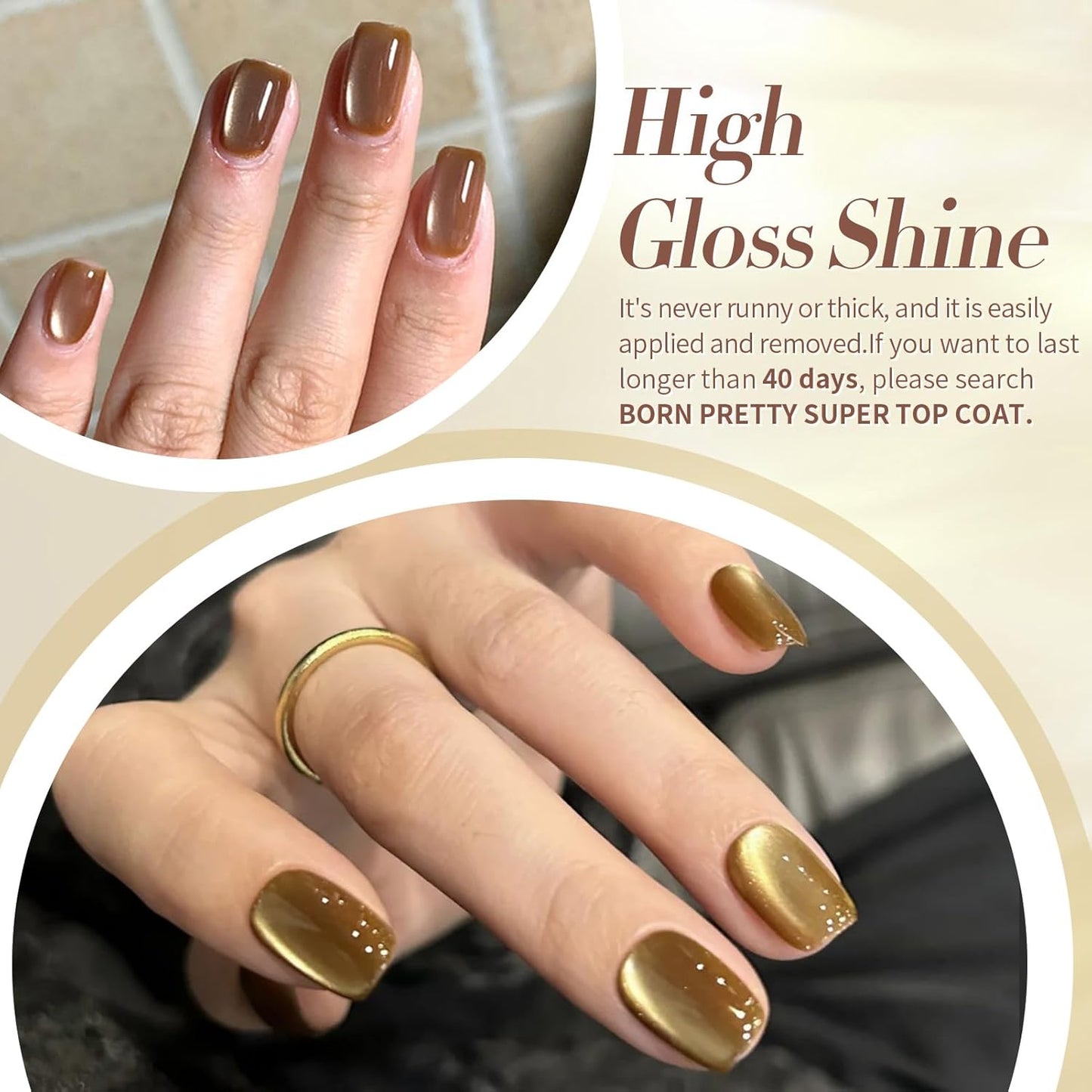 Born Pretty Cat Magnetic Eye Gel Nail Polish, Fall Winter Jelly Glass Magnetic Gel Polish, Purple Brown Pink Nude Glitter Soak Off Nail Art Salon Manicure Home Gift 7ml 6pcs