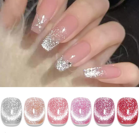 Born Pretty Magnetic Gel Polish Platinum Glitter Cat Magnetic Gel Nail Polish Silver Rose Gold Pink Red Purple Nail Salon DIY at Home | alldaygood beauty