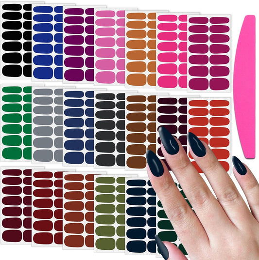 SILPECWEE Nail Stickers Full Nail Wraps (20 Sheets, Bright Color), Self Adhesive Nail Polish Strips, Gel Strips Manicure Design, Fingernail Sticker Nails for Women with File | alldaygood beauty