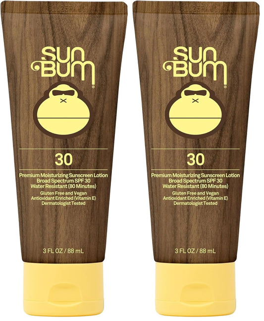 Sun Bum Original SPF 30 Sunscreen Lotion | Vegan and Hawaii 104 Reef Act Compliant (Octinoxate & Oxybenzone Free) Broad Spectrum Moisturizing UVA/UVB Sunscreen with Vitamin E | 3 oz (Pack of 2) | alldaygood beauty