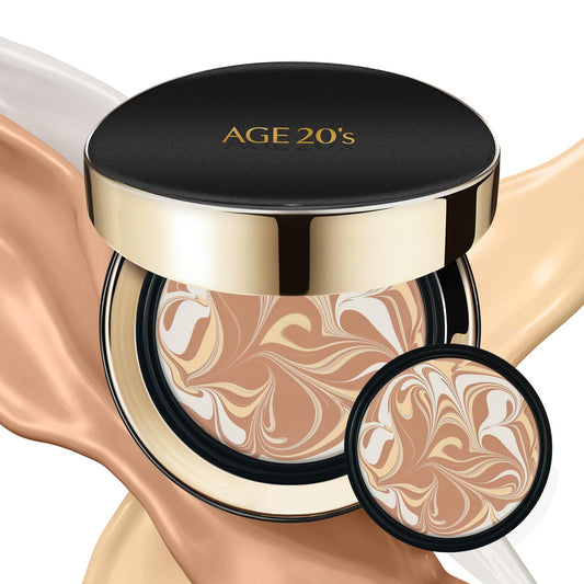 AGE20'S Signature Essence Pact SPF 50+ | Pack of 2 | 23 Medium Beige | Cream Foundation, Dewy Finish, Natural Coverage | Korean Cushion Foundation | alldaygood beauty