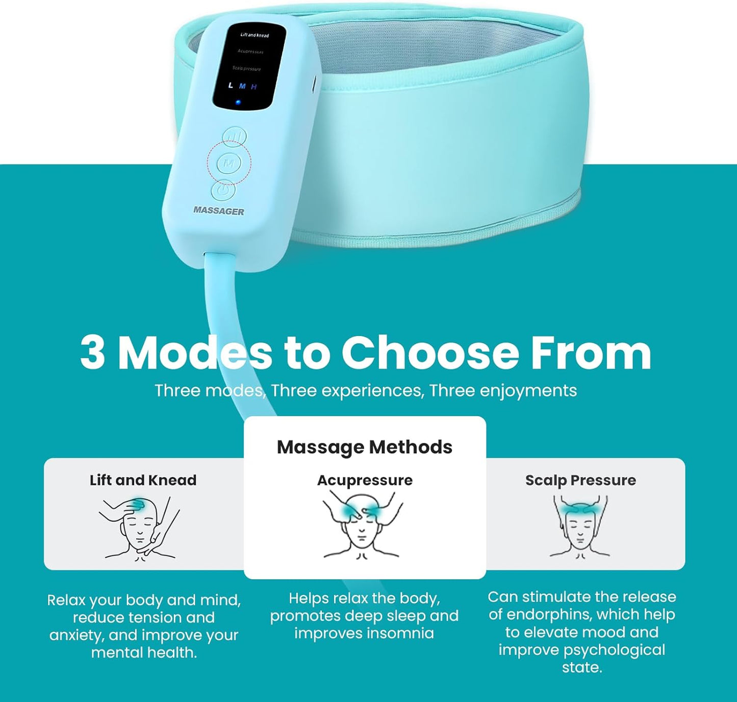 Rechargeable Electric Head Massager,Scalp & Head Airbag Massage with Percussion, Portable for Deep Relaxation, Stress Relief, and Improved Sleep,Gift for Mom, Grandma,Loved Ones