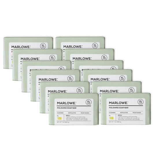 MARLOWE. No. 108 Lightly Exfoliating Soap Bar, 7oz (12 Bars) Polishing, Moisturizing & Cleansing Bar Soap for Men, Made with Natural Ingredients