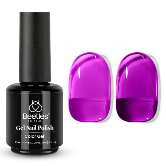 Beetles Purple Gel Nail Polish, 15ML Clear Purple Jelly Gel Polish Sheer Translucent Effect Neutral Nail Polish Soak Off UV Violet Night Dream Series French Nail Art Manicure Salon Gift for Women | alldaygood beauty