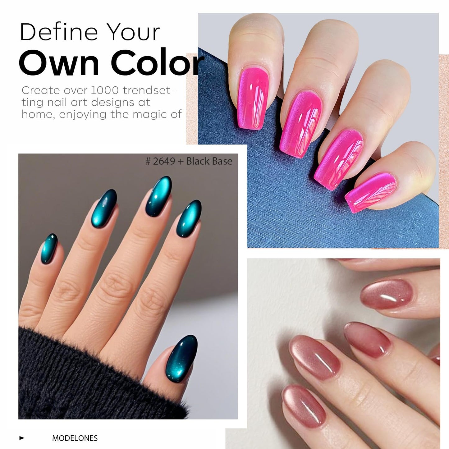 modelones Cat Eye Gel Nail Polish Set, 6 Colors Coloful Neon Galaxy Champagne Lake Blue Grape Purple Gold Brown Hot Pink 9D Glassy Cat Eye Glitter Gel Polish with Magnet LED Soak Off Manicure Gift