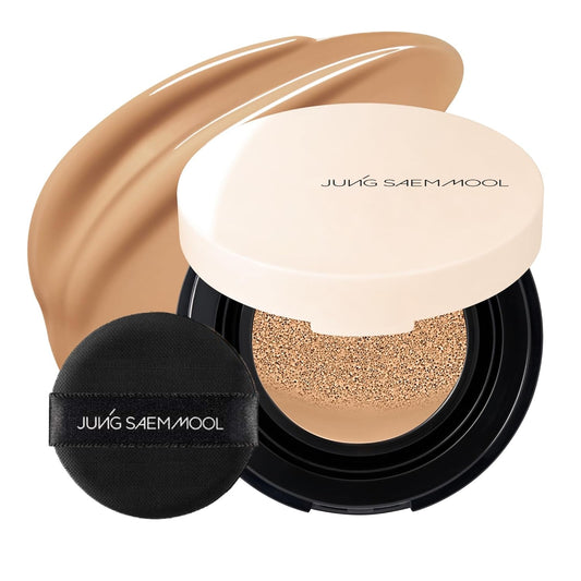 JUNG SAEM MOOL Essential Skin Nuder Cushion Mini 26W Oat 0.17 Fl Oz, Natural Radiant Finish Cushion Foundation with Buildable Coverage, Lightweight Texture, Korean Foundation Makeup | alldaygood beauty
