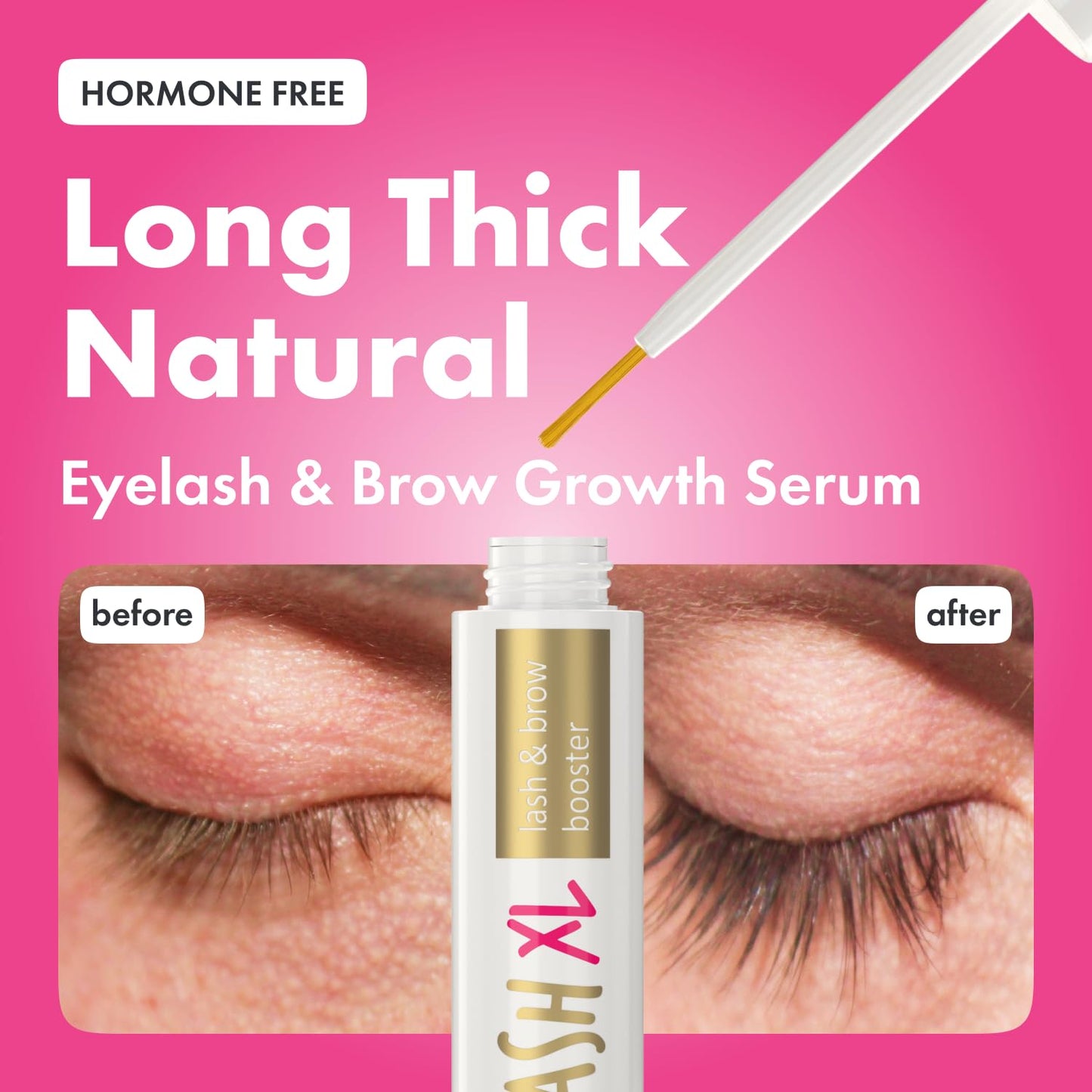 XL Lash and Brow Booster, Growth Serum with Eyelash and Eyebrow Enhancer, Promotes Stronger, Thicker, Healthier Lashes with Botanicals and Peptides - 0,2 Fl Oz(6 ml)