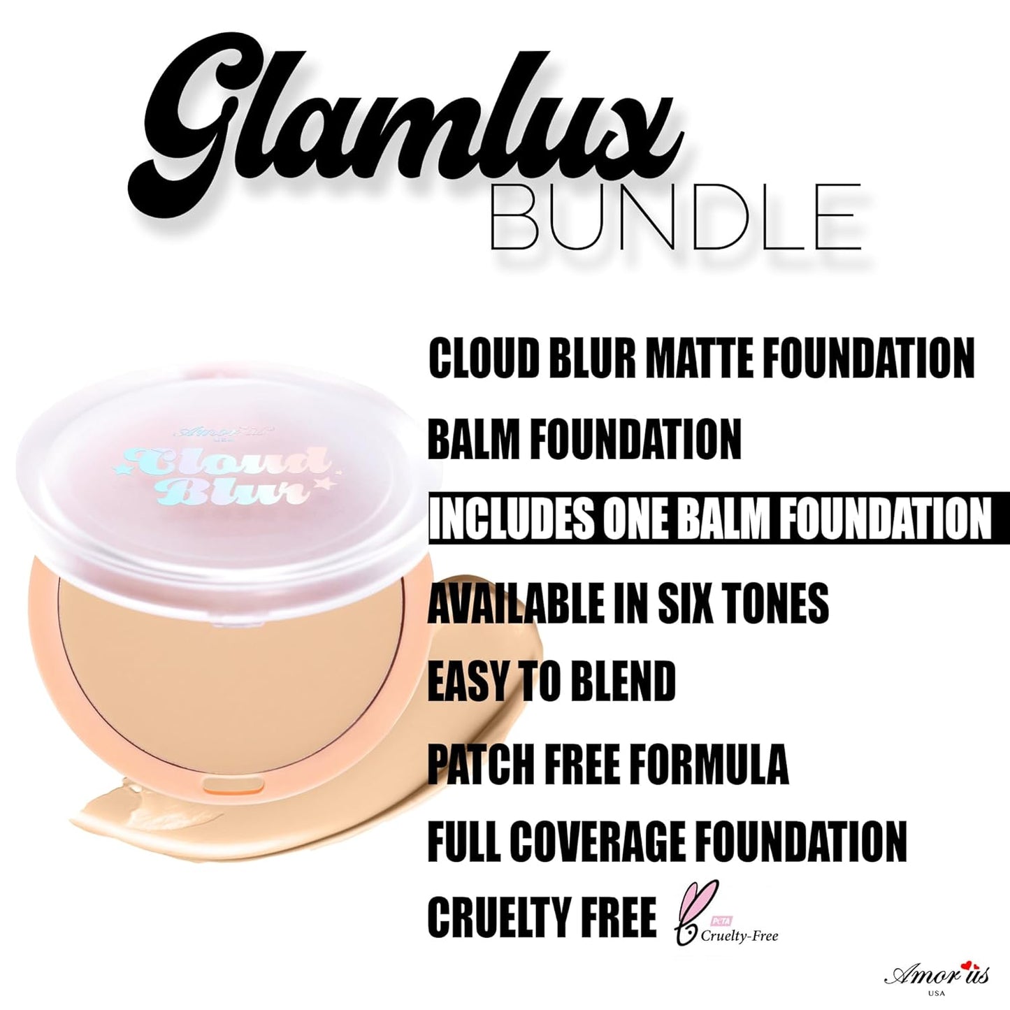 Beauty Bundle Beauty Creations Pink Cloud Pink Loose Setting Powder & Amorus Cloud Blur Matte Balm Foundation, Minimizes Pores, Matte Finish 14HR Shine Control (Light Umber)