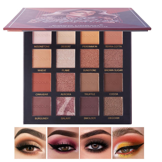 Rechoo 16 Colors Eyeshadow Make-up Palette Neked, Nude Brown Color Matte Shimmer Eye Shadow, High-Pigmented Eyeshadow Neutral, Long-lasting Powder Eyeshadow Palette for Daily and Smokey Make-up | alldaygood beauty