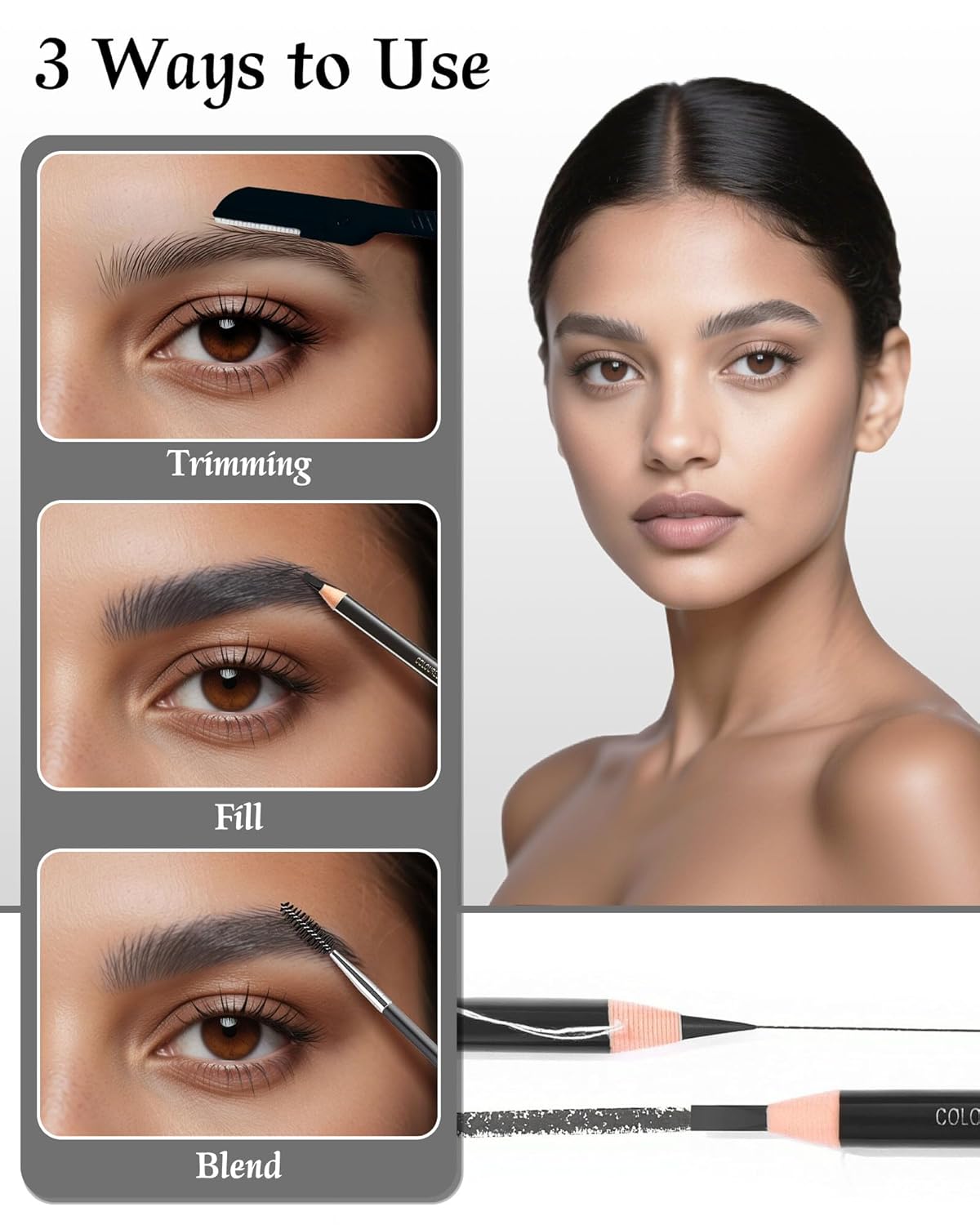 12 Piece Gray Waterproof Eyebrow Pencils for Women w/Microblading Eyebrow Pencil & Brow Trimming Supplies Kit Permanent Eye Brow Liners Set For Salon-Quality Shaping & Filling Of Marks