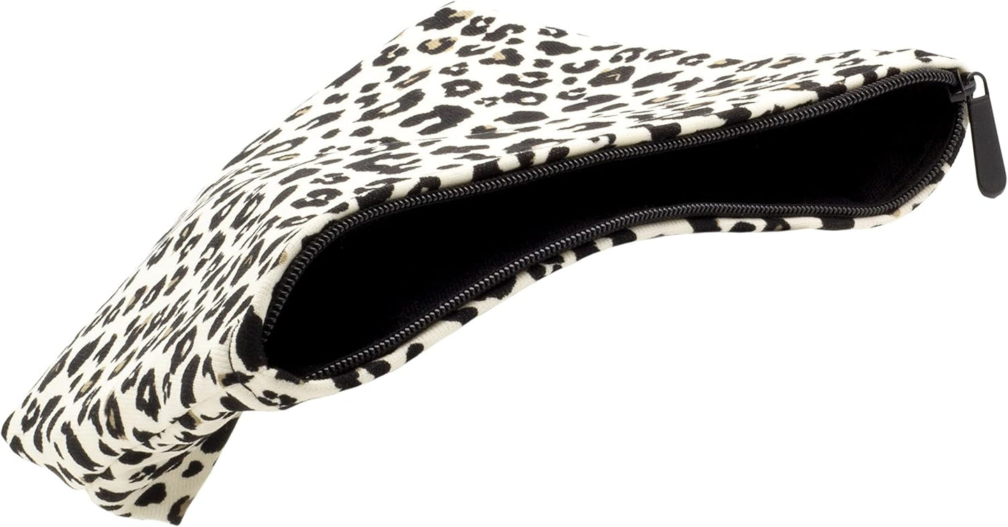 Makeup Bags for Purse Zipper Cosmetic Pouch Large Travel Canvas Make Up Organizer Tool Pouch for Women and Girls,Leopard Ivory