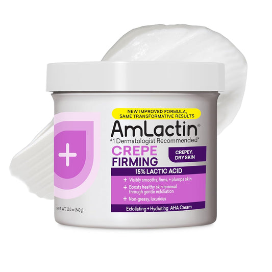 AmLactin Crepe Firming Cream - 12 oz Body Cream with 15% Lactic Acid - Exfoliator and Moisturizer for Crepey, Dry Skin (Packaging May Vary) | alldaygood beauty