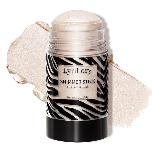 Highlighter Stick, Multi-Use Shimmer Makeup, Creamy Highlighter Makeup Stick with Hydrating Coconut Oil, Easy Blend for a Translucent Radiant Glow, For Face & Body | 1.2oz | Ivory Champagne | alldaygood beauty
