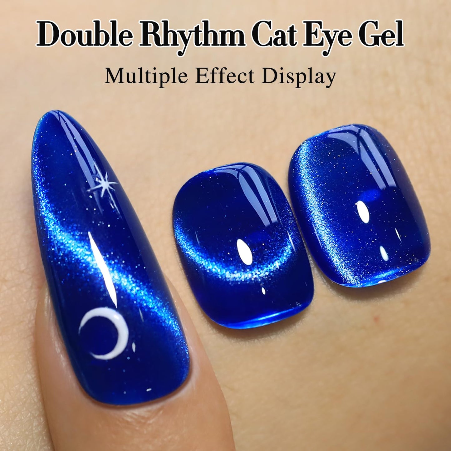 Double Rhythm 0.5 OZ Cat Eye Gel Polish with Magnet 15ML Holographic Glitter Shimmer Translucent Jelly Color Magnetic Nail Polish Salon DIY at Home (MC1078)