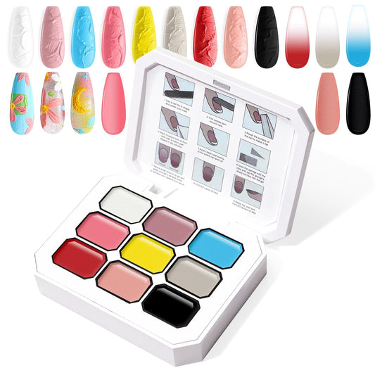 Gradient Painting Gel, 9 Colors Ombre Gel Nail Polish Oil Painting 3D Sculpture Effect for Pigment Pat Nails French Manicure DIY Nail Art Long-lasting Soak of UV/LED Artistic Inspiration | alldaygood beauty