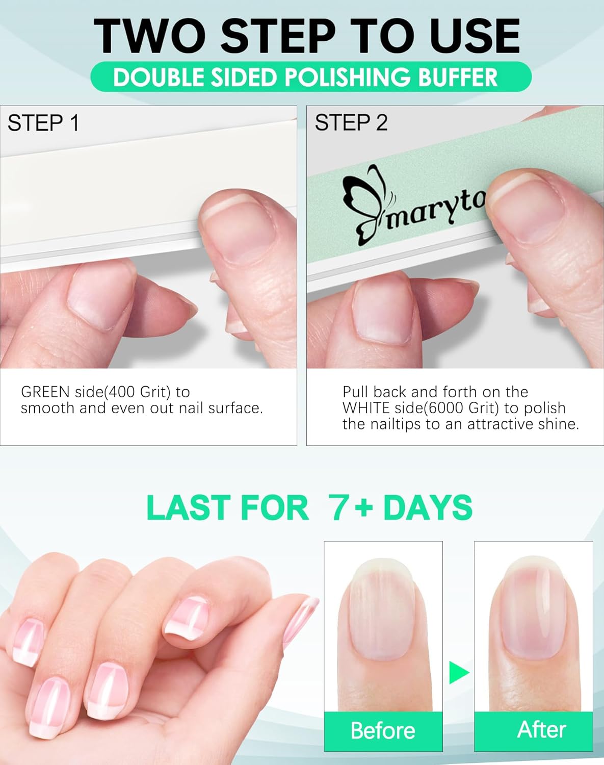 Maryton Nail Buffer and Shine Kit - 10pcs Nail Shine Buffer Blocks for Natural Nails Polisher Fingernail Buffer Buffing File 400 6000 Grit