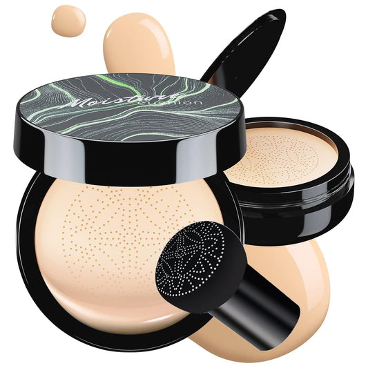 Mushroom Head Air Cushion CC Cream - BB Cream Foundation Makeup Moisturizing Concealer Long-Lasting, Cushion Foundation Full Coverage Self Adjusting for Mature Skin & All Skin Types(Ivory) | alldaygood beauty