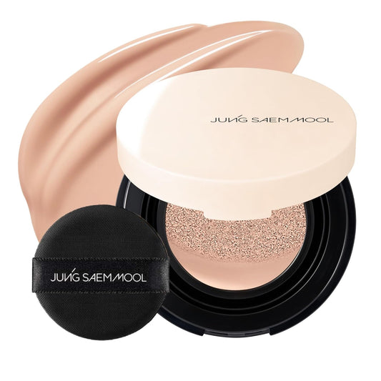 JUNG SAEM MOOL Essential Skin Nuder Cushion Mini 22C Petal Light 0.17 Fl Oz, Natural Radiant Finish Cushion Foundation with Buildable Coverage, Lightweight Texture, Korean Foundation Makeup | alldaygood beauty
