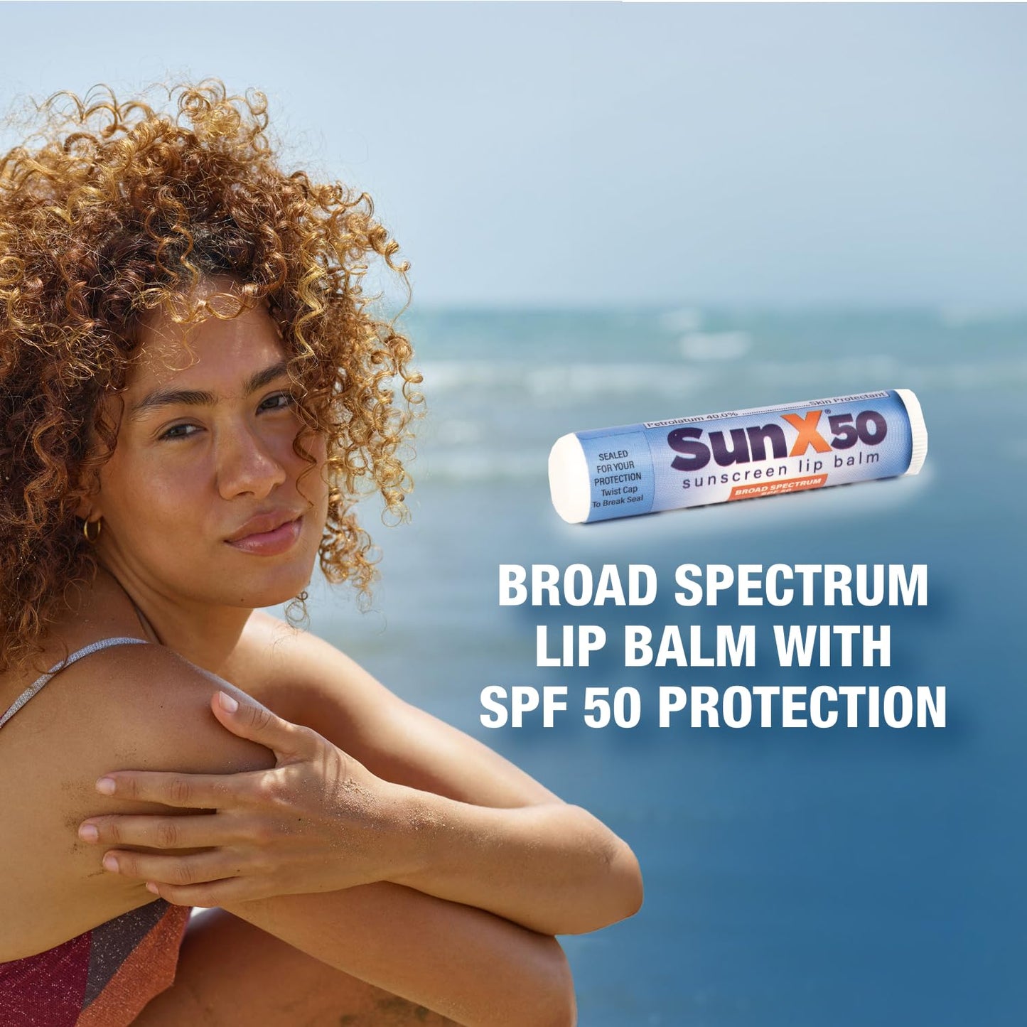 CoreTex Sun X 50 Lip Balm SPF 50 - Pack of 50 Broad Spectrum Sunscreen Lip Balms (Protects Against UVA/UVB Rays) - Water Resistant Up to 80 Minutes and Free of Parabens & Oxybenzone