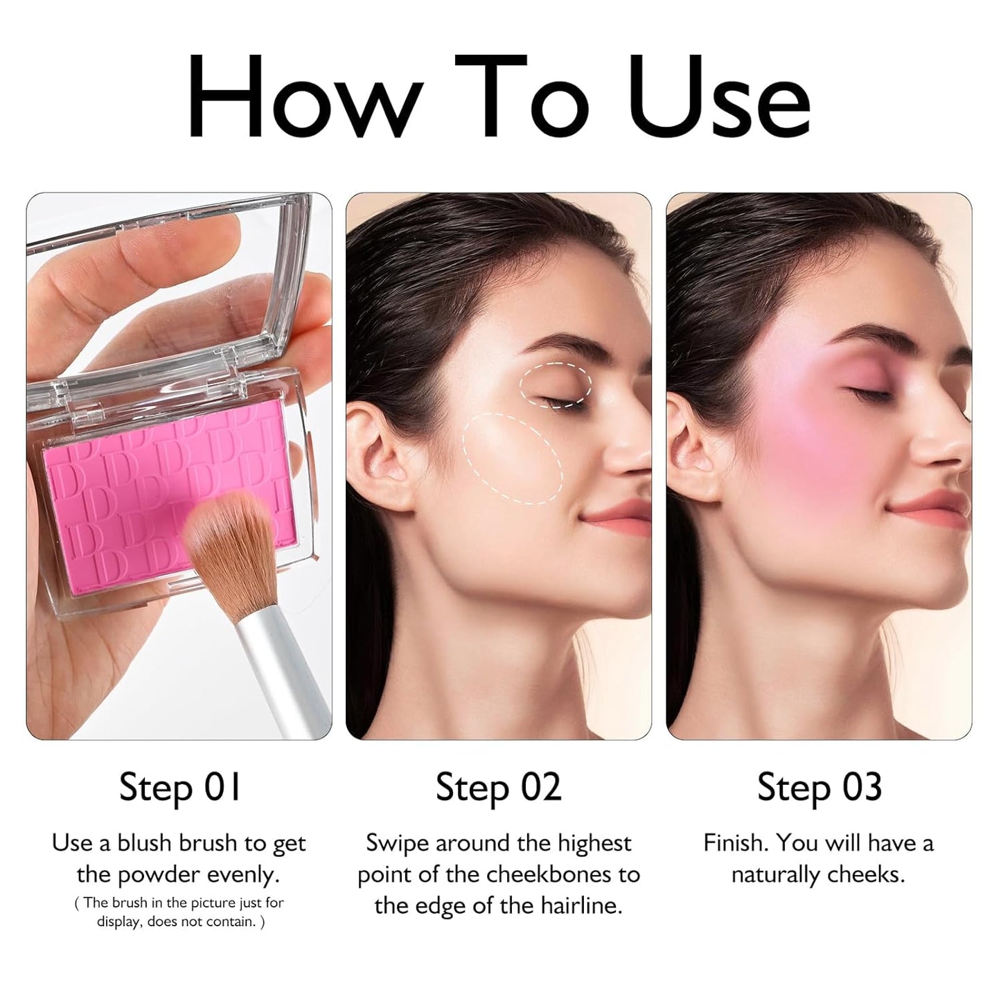 KYDA Powder Blush, Radiant Glow Face Blusher, Blendable Formula, Lasting Moisturizing, Ultra Fine Lightweight Texture, Cherry