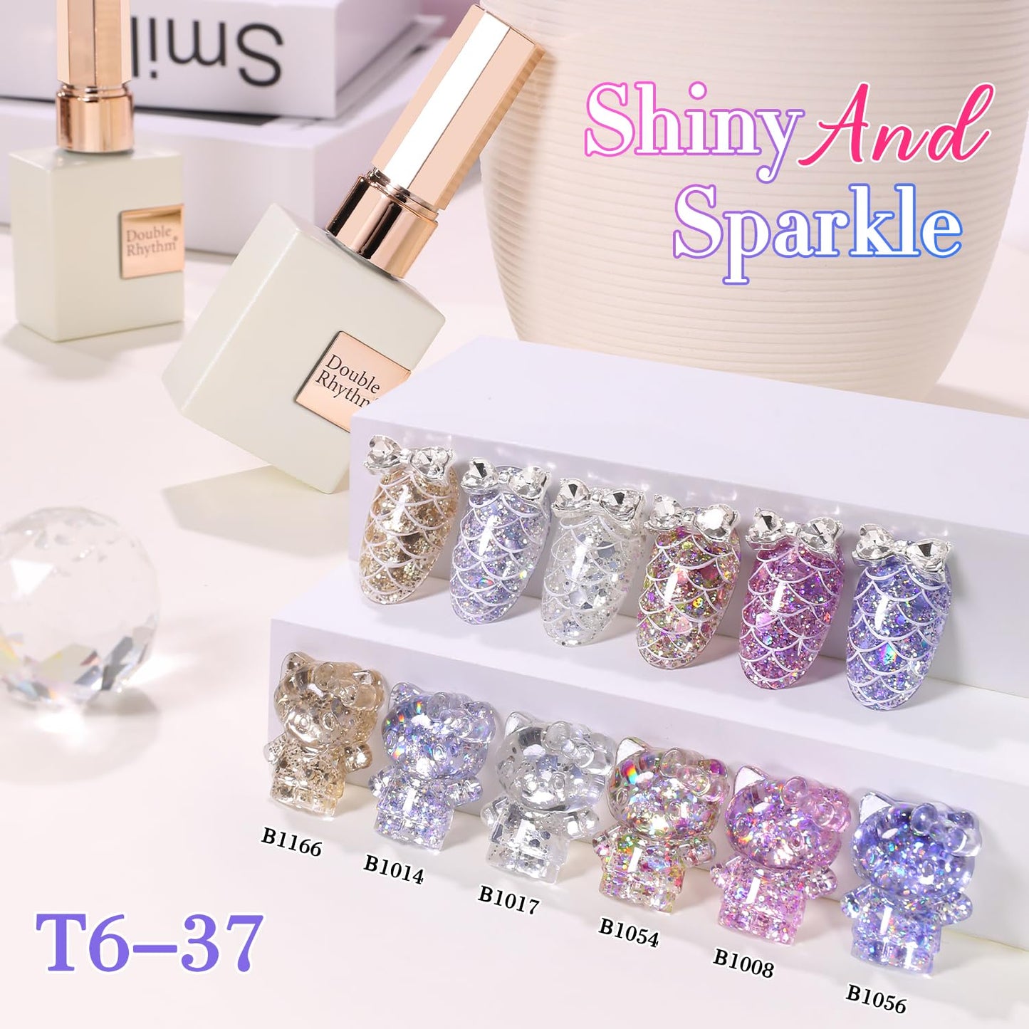 Double Rhythm 0.5Oz Glitter Gel Polish Shimmer Reflective Color for Nail Art Salon DIY Soak Off 15ml Nail Lamp Gel Polish at Home (Blue Purple-B1056)