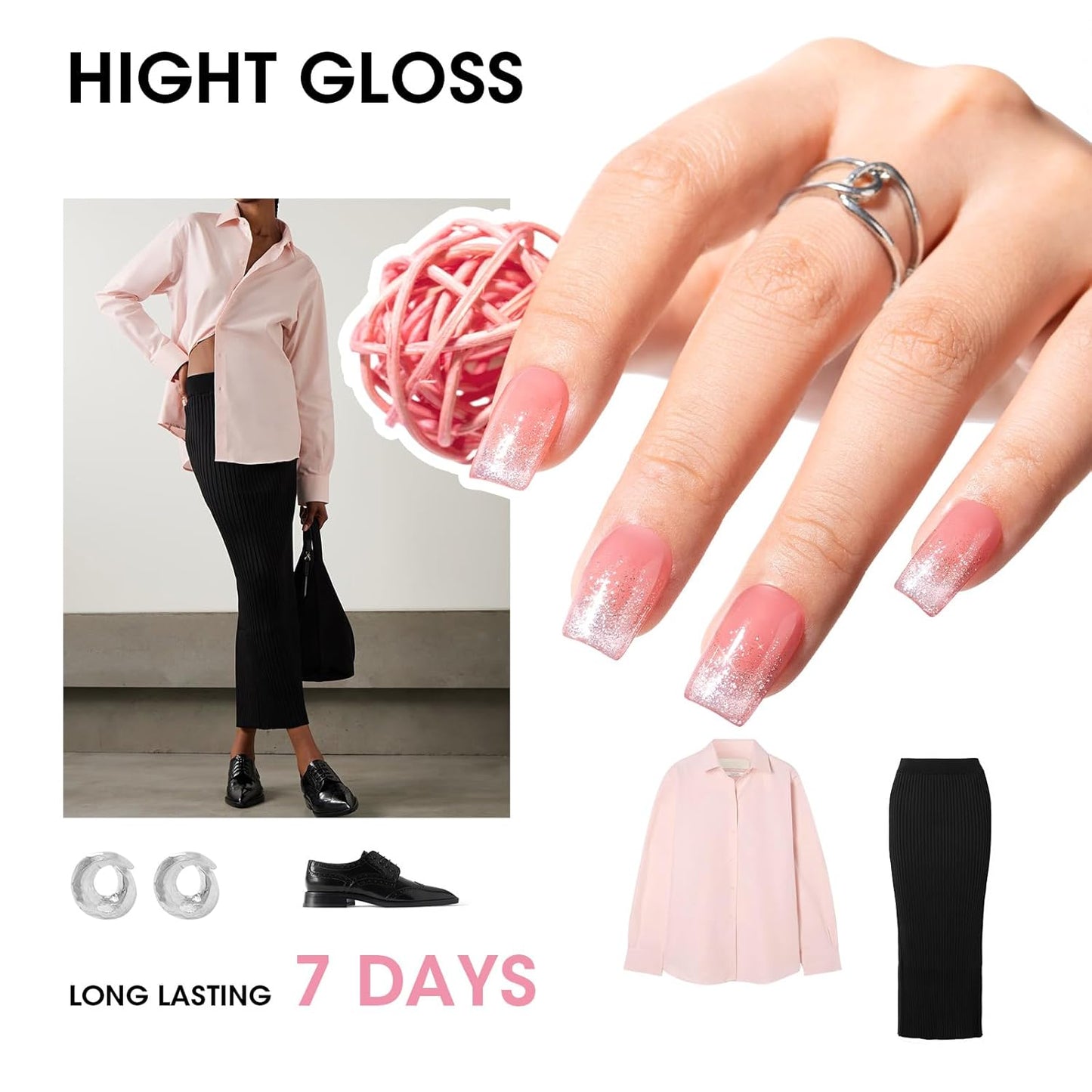 GELLEN Clear Pink Nail Polish, Sheer Pink Jelly Natural Regular Nail Polish Quick Dry Summer 6 Light Colors Set for Acrylic Natural Nails Home Salon, Chip Resistant, Non UV Gel, Hema Free, Non Toxic