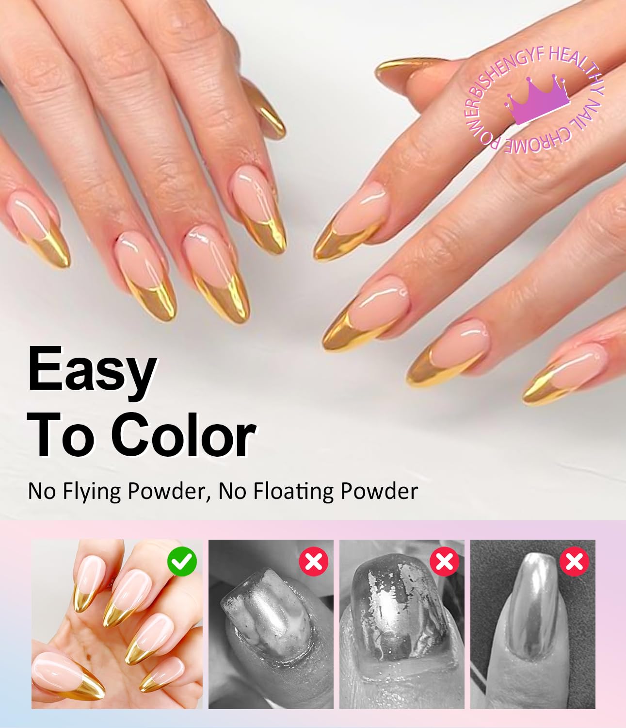 Mermaid Gold Chrome Nail Powder: 6 Colors Mirror Effec Green/Pearl Chrome Nail powder,Magic Mermaid Pink Chrome Nail Powder Pigment for Nail Art Design Home DIY（Laser/Silver）