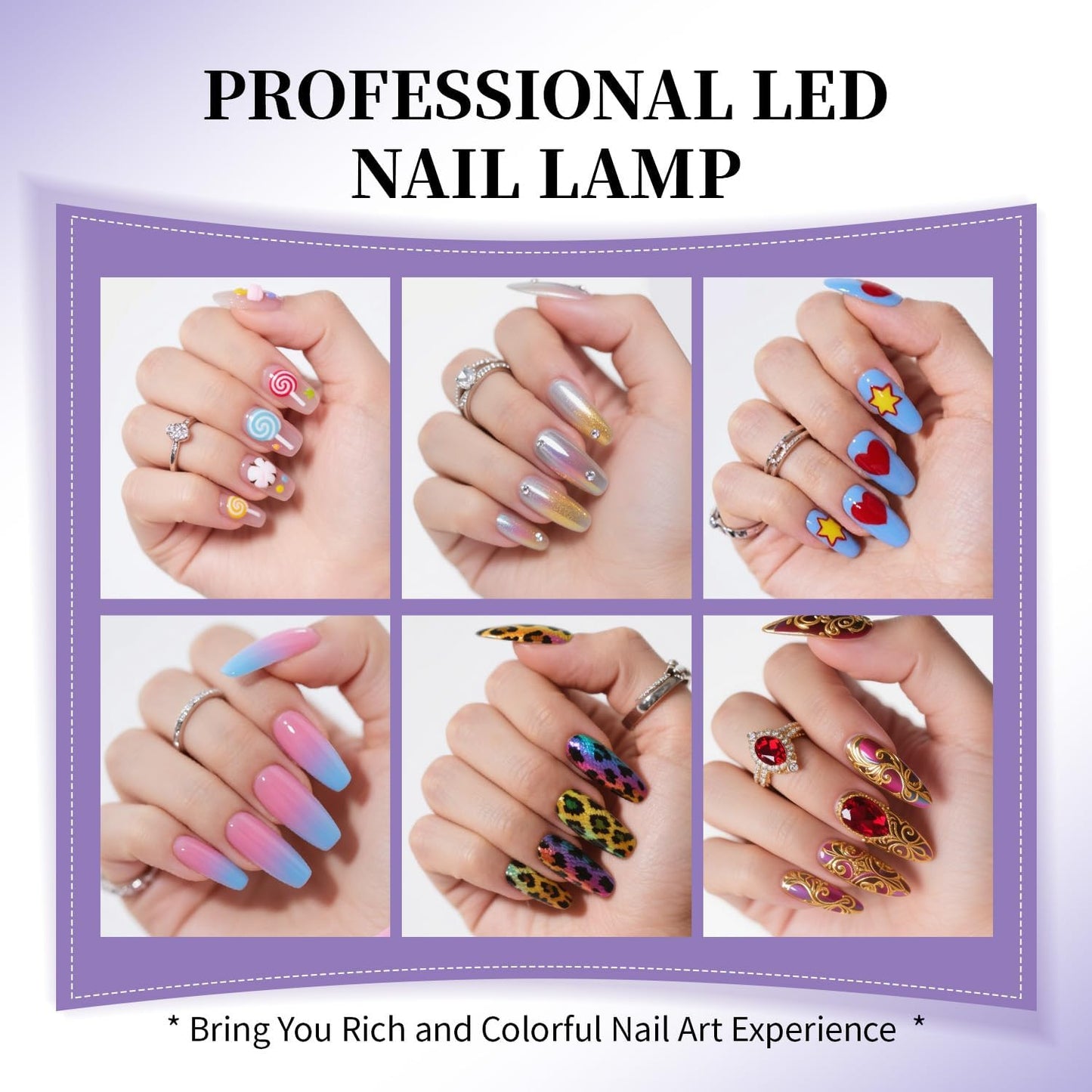 JEWHITENY Purple Fast U V Dryer for Gel Nail Polish:Gel Manicure U V Light with 4 Timers & Automatic Sensor Gel Nail Lamp Professional Curing LED Light