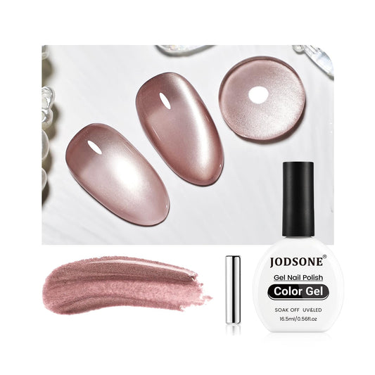 JODSONE 16.5ml Cat Eye Gel Nail Polish Light Brown Single Colors for Holographic Glitter Cat Eye Reflective Translucent Need U V Lamp | alldaygood beauty