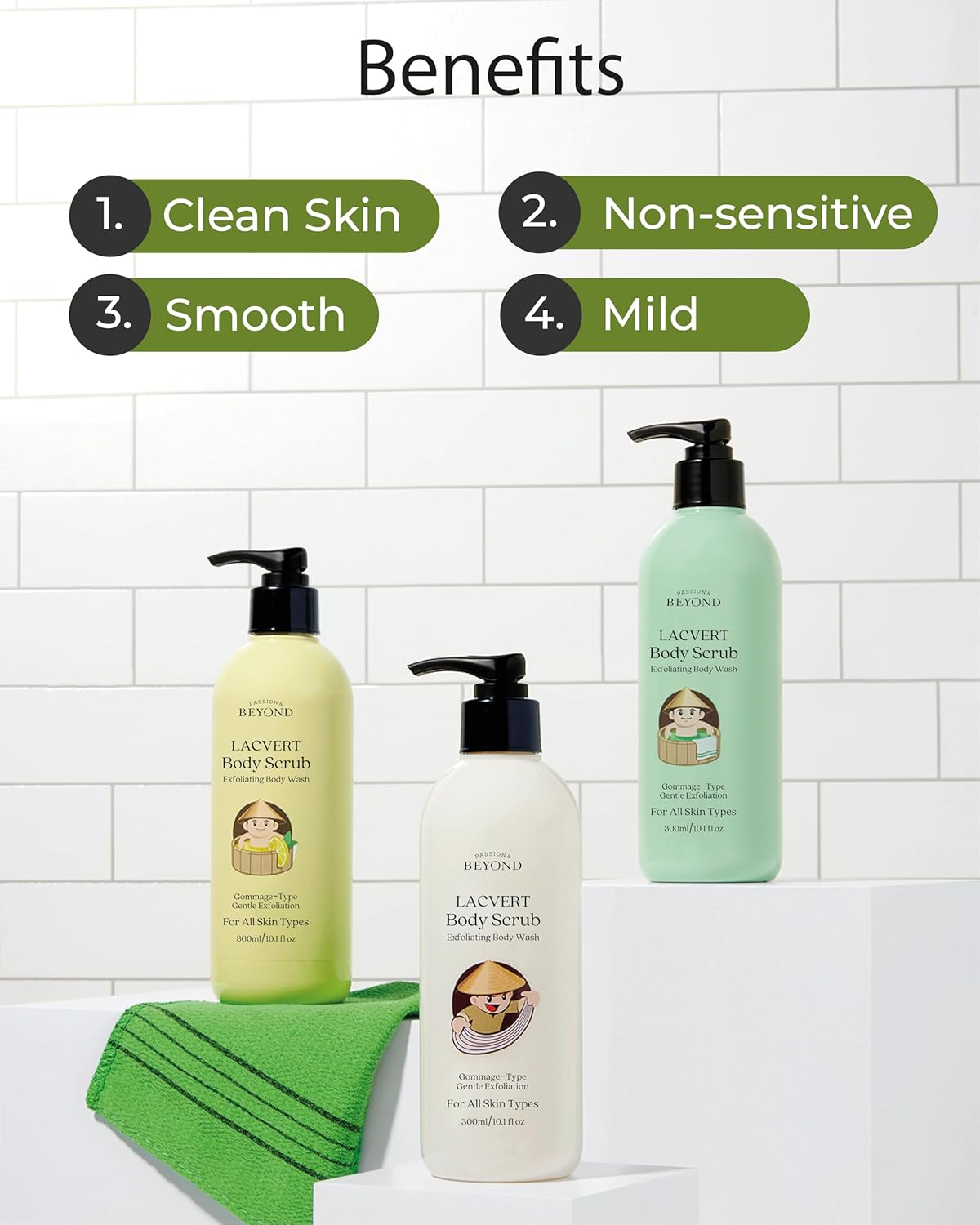 BEYOND Lacvert Body Scrub Peeling Gel (Original, 10.1fl oz) - Body Wash & Shower Gel for Gentle Exfoliation & Home Spa. Korean Daily Skin Care. Gommage-Type for Smooth,