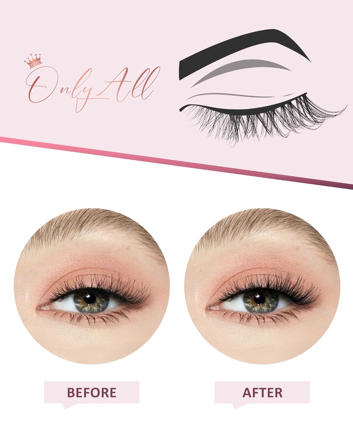 Onlyall Half Eyelashes Corner Lashes Natural Lashes Half Lashes Wispy End Lashes Corner Eyelashes 3/4 Lashes 7 Pairs C19