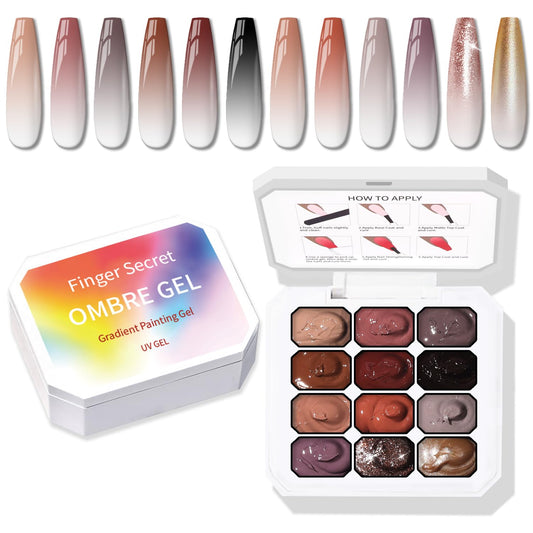 Sponge Pat Paint Nail Gel, Ombre Nails Gradient Gel Nail Blush Blooming Aura Nails Drawing Stripper Floral Painting DIY Nail Art, No Wipe, UV/LED Curing (12 Colors C) | alldaygood beauty