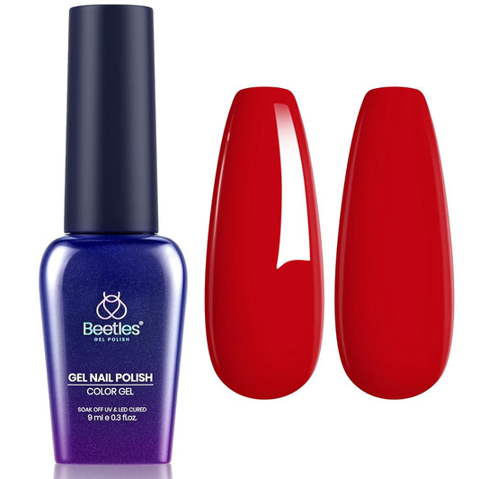 Beetles Red Gel Polish,Crimson Gorgeous Gel Polish, Red Color Nails Glossy Long Lasting Soak Off U V LED Gel for Nail Art Salon Quality DIY | alldaygood beauty