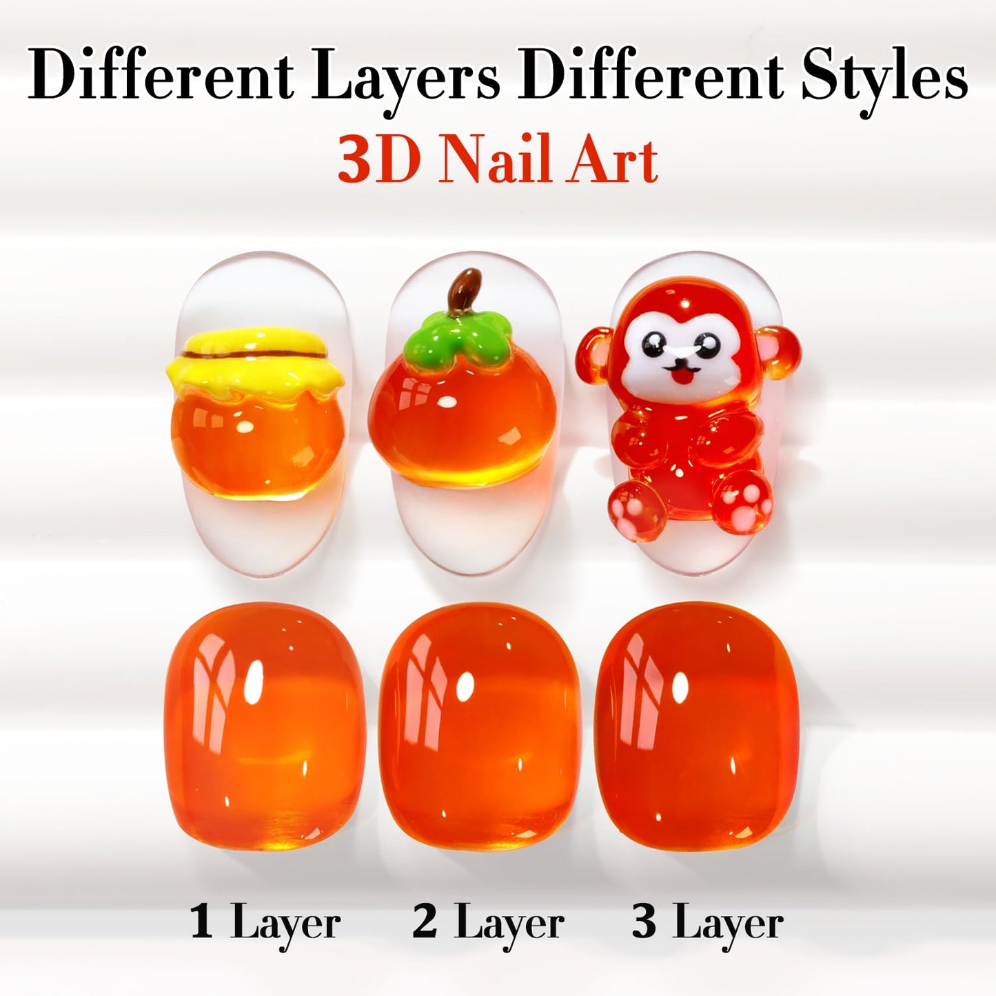 Double Rhythm 0.5 Oz Jelly Gel Polish Same Color Same Bottle Sheer Neutral Natural Light Milky Pastel 15ML Translucent Polish Art DIY at Home (Orange-A1635)