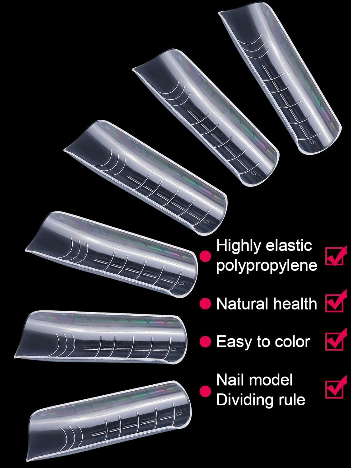EBANKU 120Pcs Poly Extension Gel Dual Nail Forms Square Clear Nail Forms Full Cover Coffin Nail Molds 12 Sizes for Gel Manicure Nail Art Design Salon&DIY