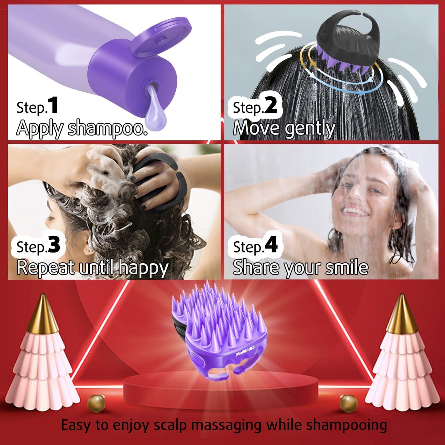 Cbiumpro 2-Pack Scalp Massager Shampoo Brush, Ultra Soft Silicone Scalp Scrubber Exfoliator Brush for Hair Growth & Dandruff Removal - 100% Fit All Hair Types