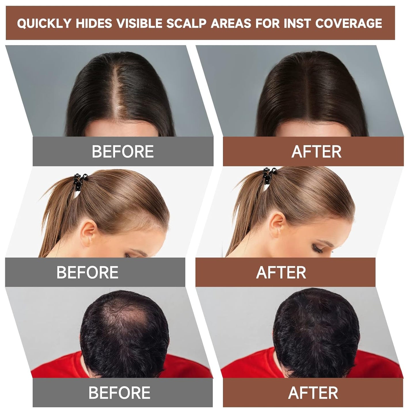 2 Pack Root Cover Up Powder, Medium Brown - Long-lasting Gray Hair Root Concealer for Hairline, Beard Line, Eyebrow, Instantly Covers Thinning Grays, Touch Up Hair Color for Travel