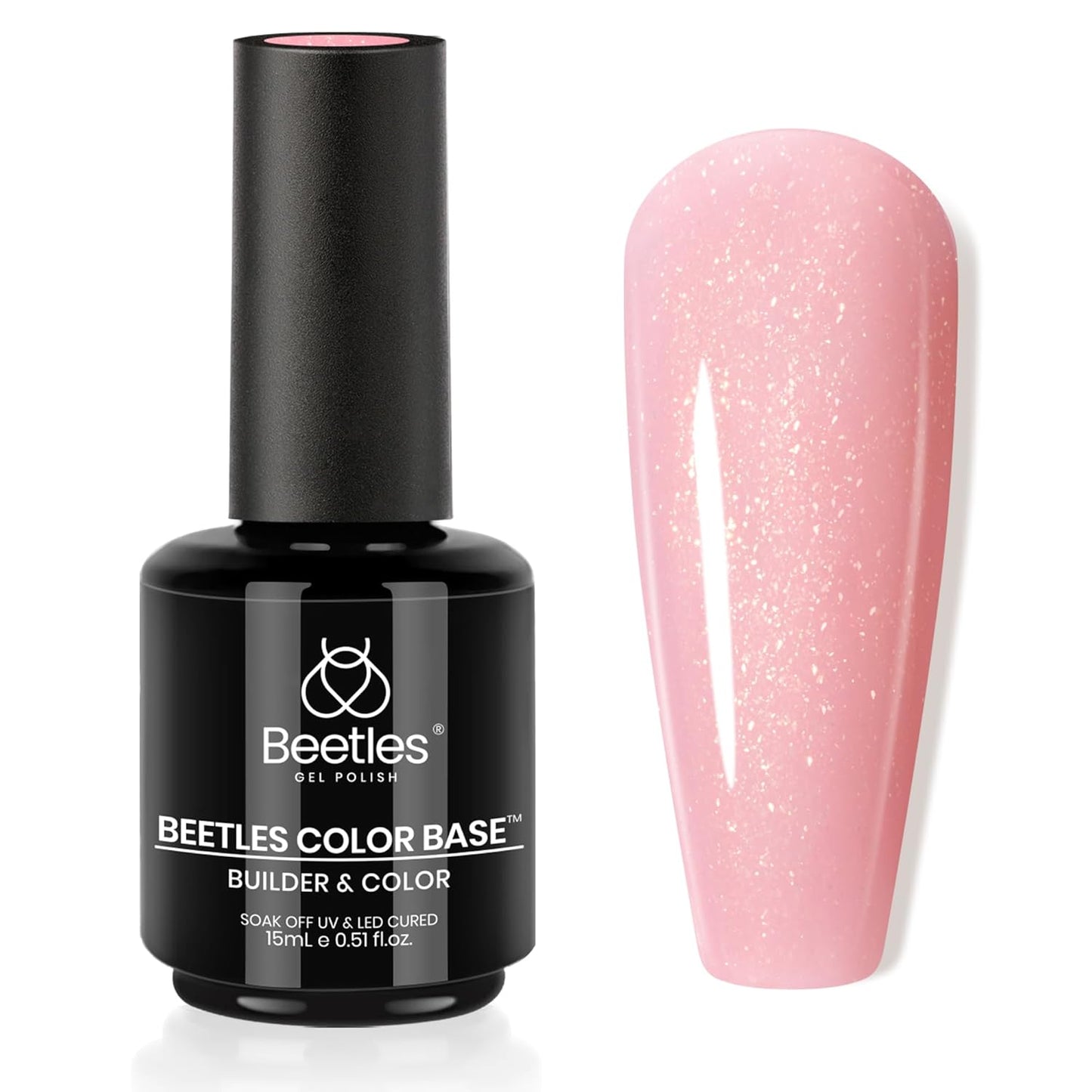 Beetles Nude Rubber Base Gel Nail Polish - Light Pink Color Base Gel for Nails Strengthening, Building, Enhancing, Reinforcing, Long Lasting Protecting