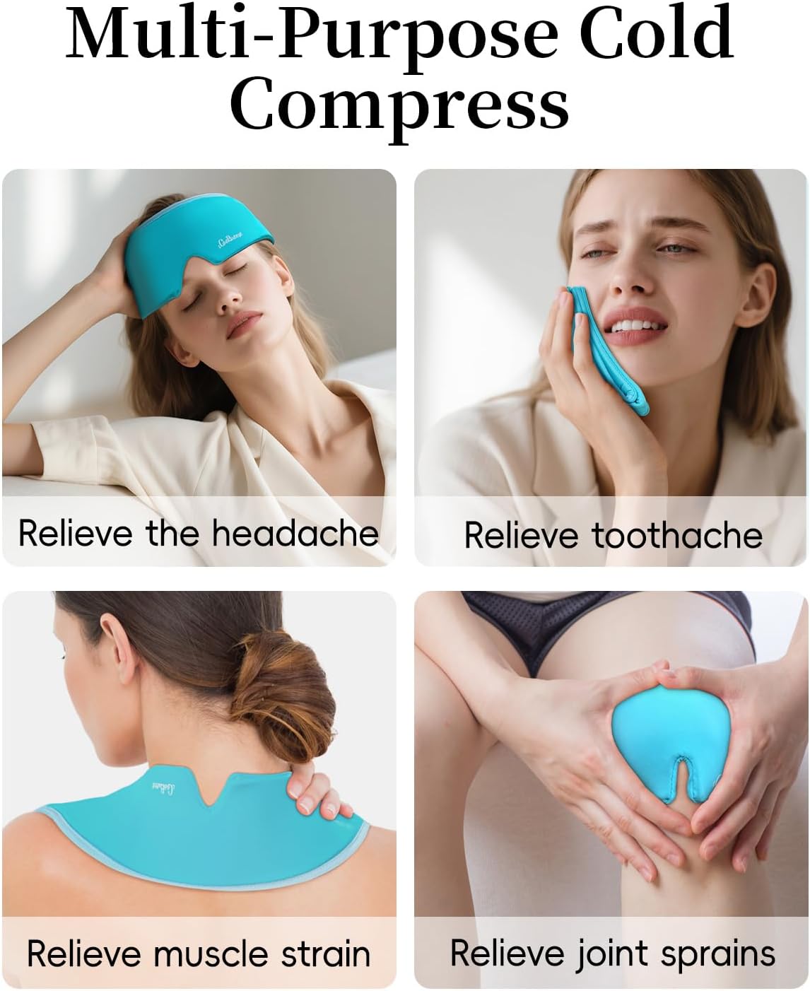 Cooling Eye Mask for Puffy Eyes, Headache and Migraine Relief Gel Eye Mask, for Headache, Puffiness, Eye Strain, Sinusitis & Post-Surgery Care – Large Soft Reusable Cold Eye Compress (Pale Blue)