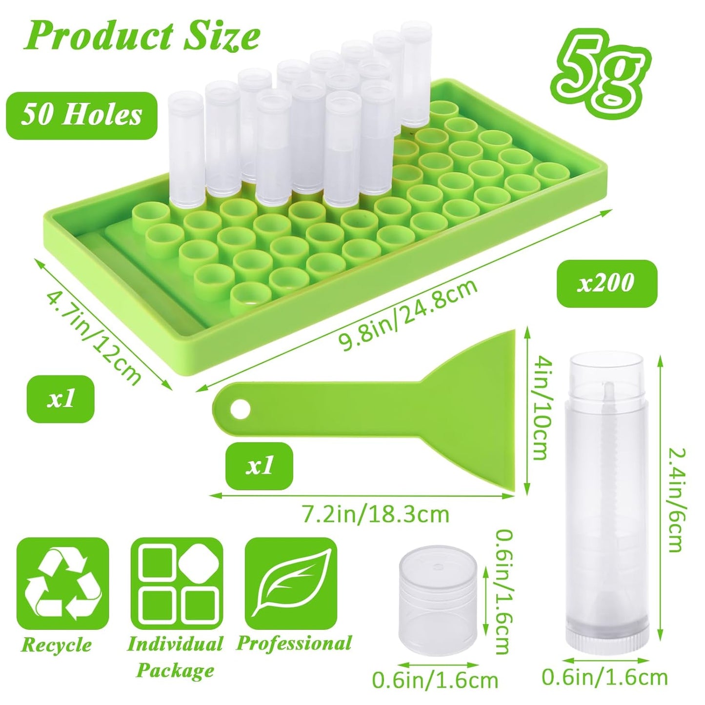 200PCS Plastic Lip Balm Tubes 5ml/5g Clear Lip Balm Containers with Filling Tray and Spatula, Rotating Type Refill Lip Chapstick Tubes Empty with Cap for DIY Make Up Lip Balm