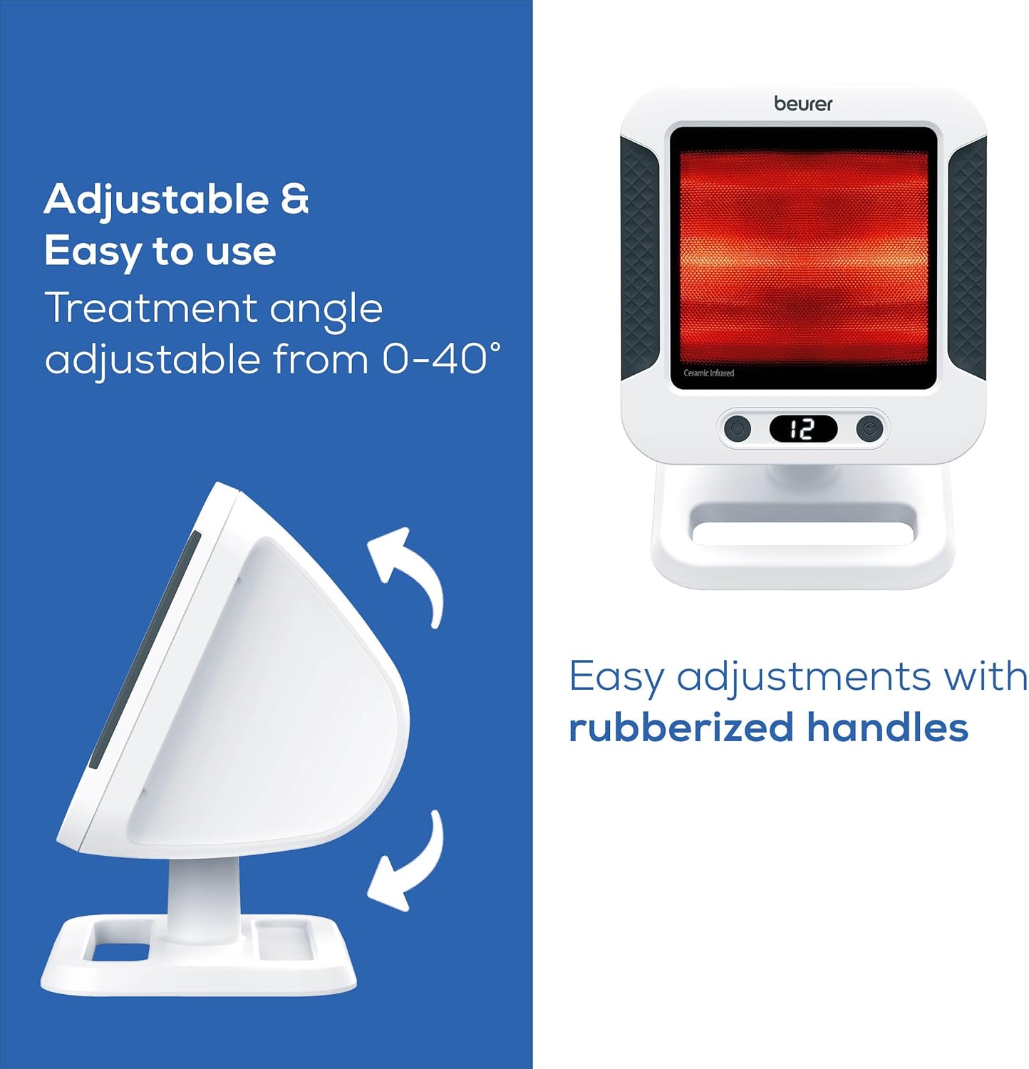 Beurer IL60 Infrared Heat Lamp for Red Light Therapy for Face, Body, Sinus & Skin, Pain Relief & Muscle Recovery, Adjustable Treatment Time, Protective Eyewear Included