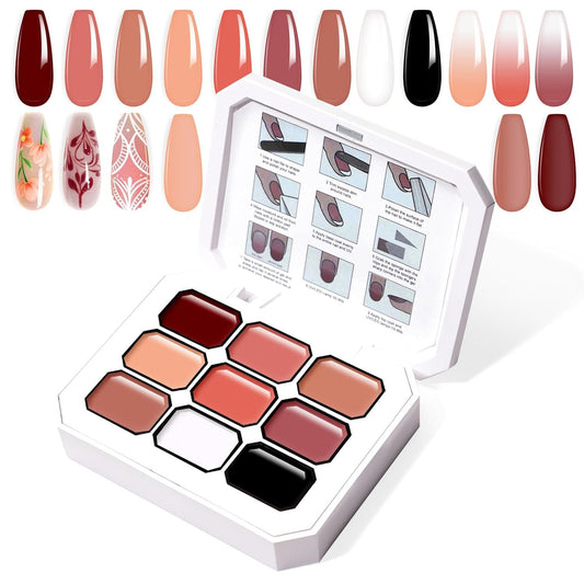 Gradient Painting Gel, 9 Colors Ombre Gel Nail Polish Nude Pink for Pigment Pat Aura Nails, French Manicure Long Lasting Home Salon DIY Nail Art Terracotta Blush（01） | alldaygood beauty