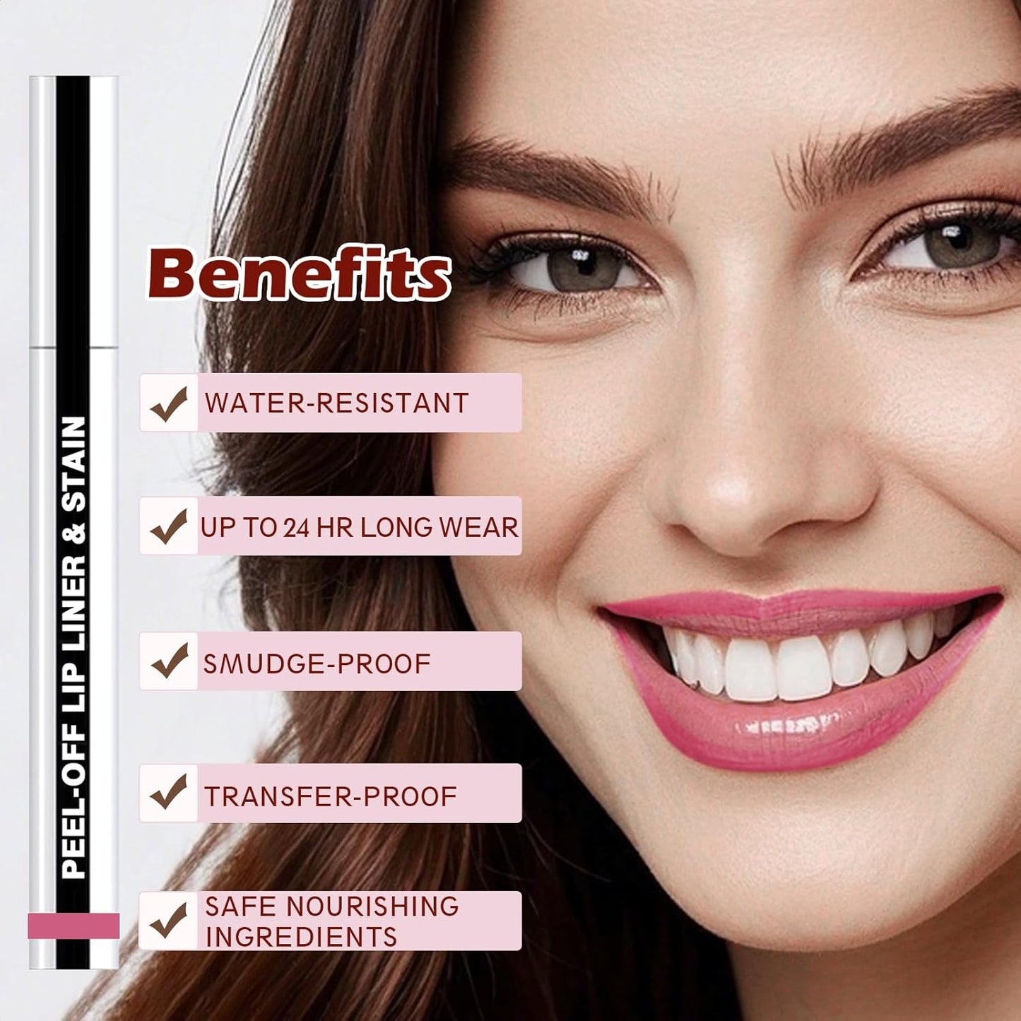 Lip Liner Stain Peel Off with Tweezer, Long Lasting Matte Lip Tattoo, Highly Pigmented Color Lip Tint Makeup, Waterproof, Transfer-proof Lipstain for Women, for All Skin Types