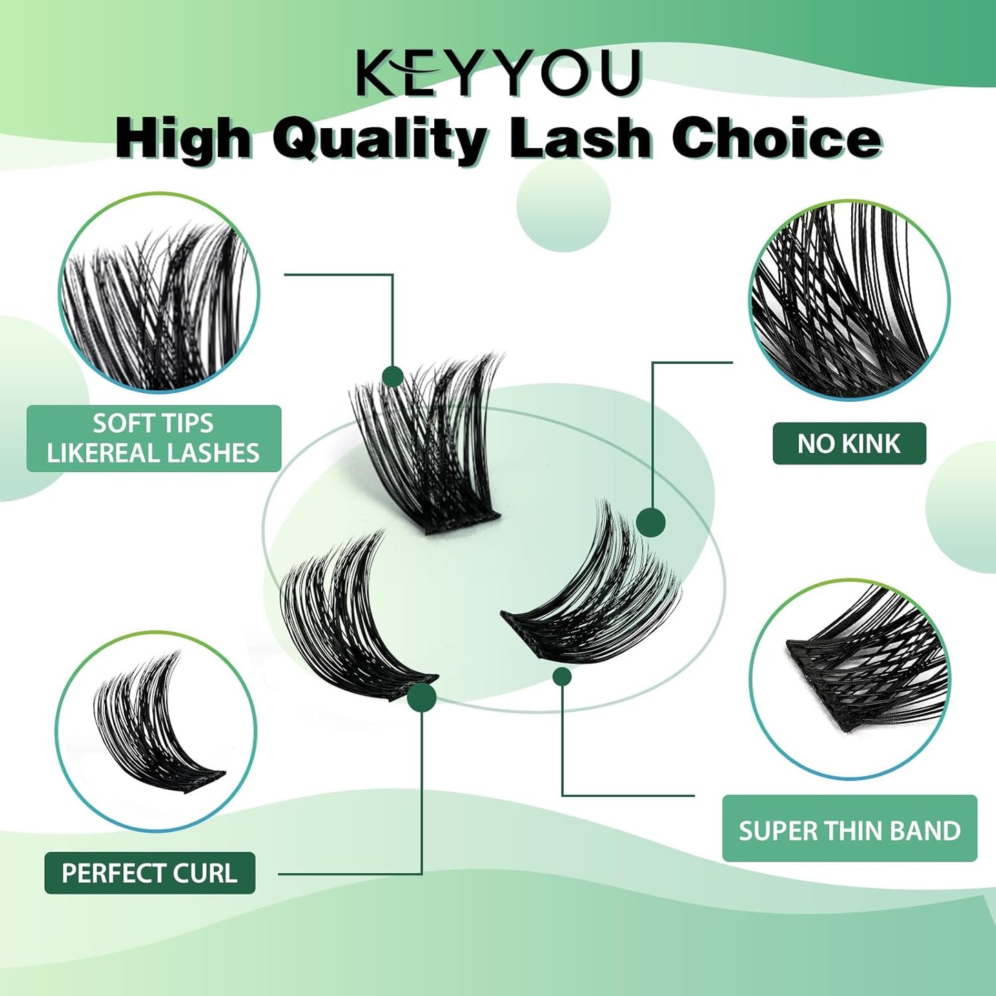 Lash Clusters 96pcs Individual Lashes Y01 D Curl 14mm Eyelash Clusters KEYYOU Volume Wispy Lash Extension Soft&Comfortable Easy DIY at Home(Y01,D-14mm)