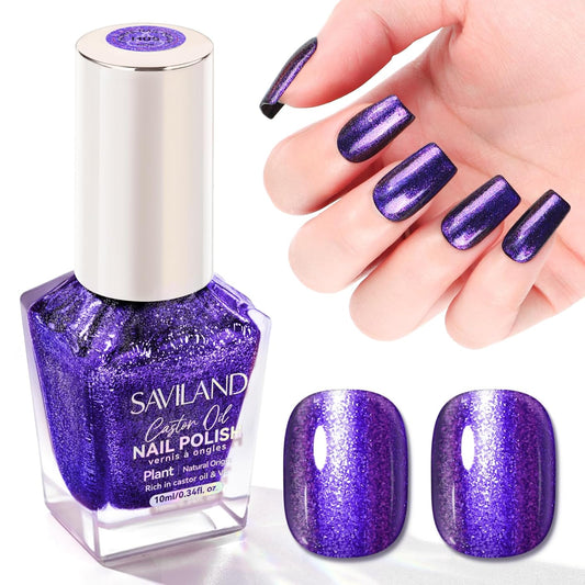 SAVILAND Color Artistry Blue Purple Chameleon Nail Polish - 7 Days Shimmer Holographic Glitter Fingernail Polish Air Fast Dry, Blue to Purple Color Shift Multichrome Metallic No Require Cured | alldaygood beauty